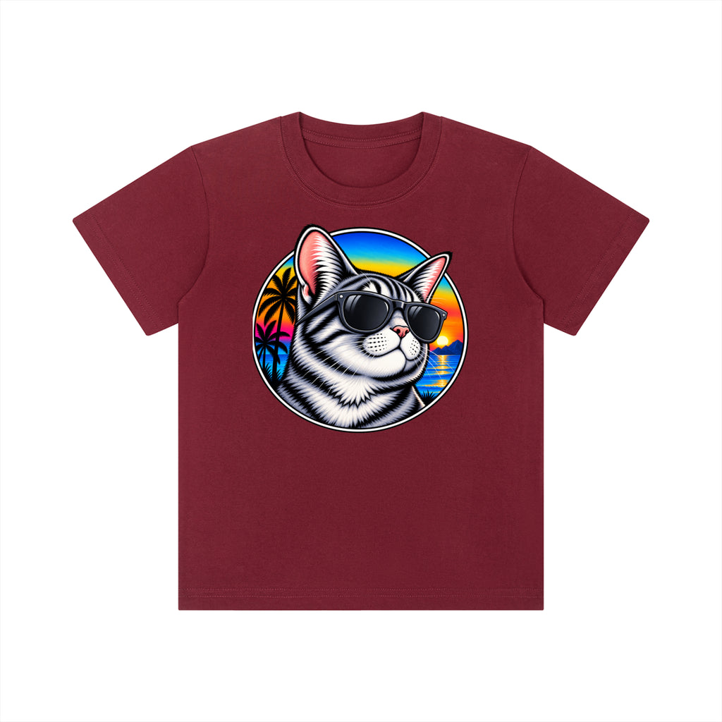 Cat Sunset Kids' Crewneck Short-Sleeve T-Shirt