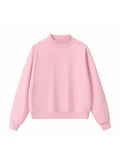 Essential Fleece Mock-Neck Crew Sweatshirt – Pink