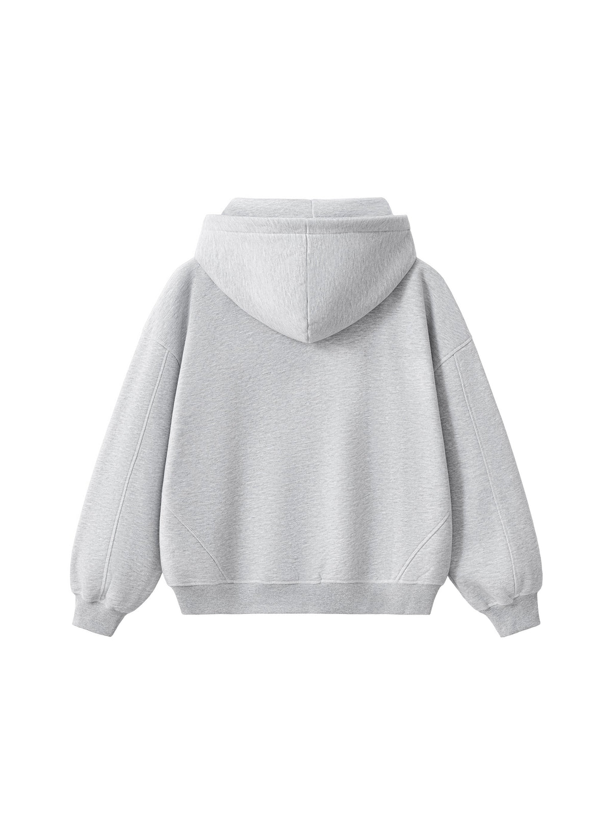 Contrast-Stitched Boxy Fleece Zip Hoodie