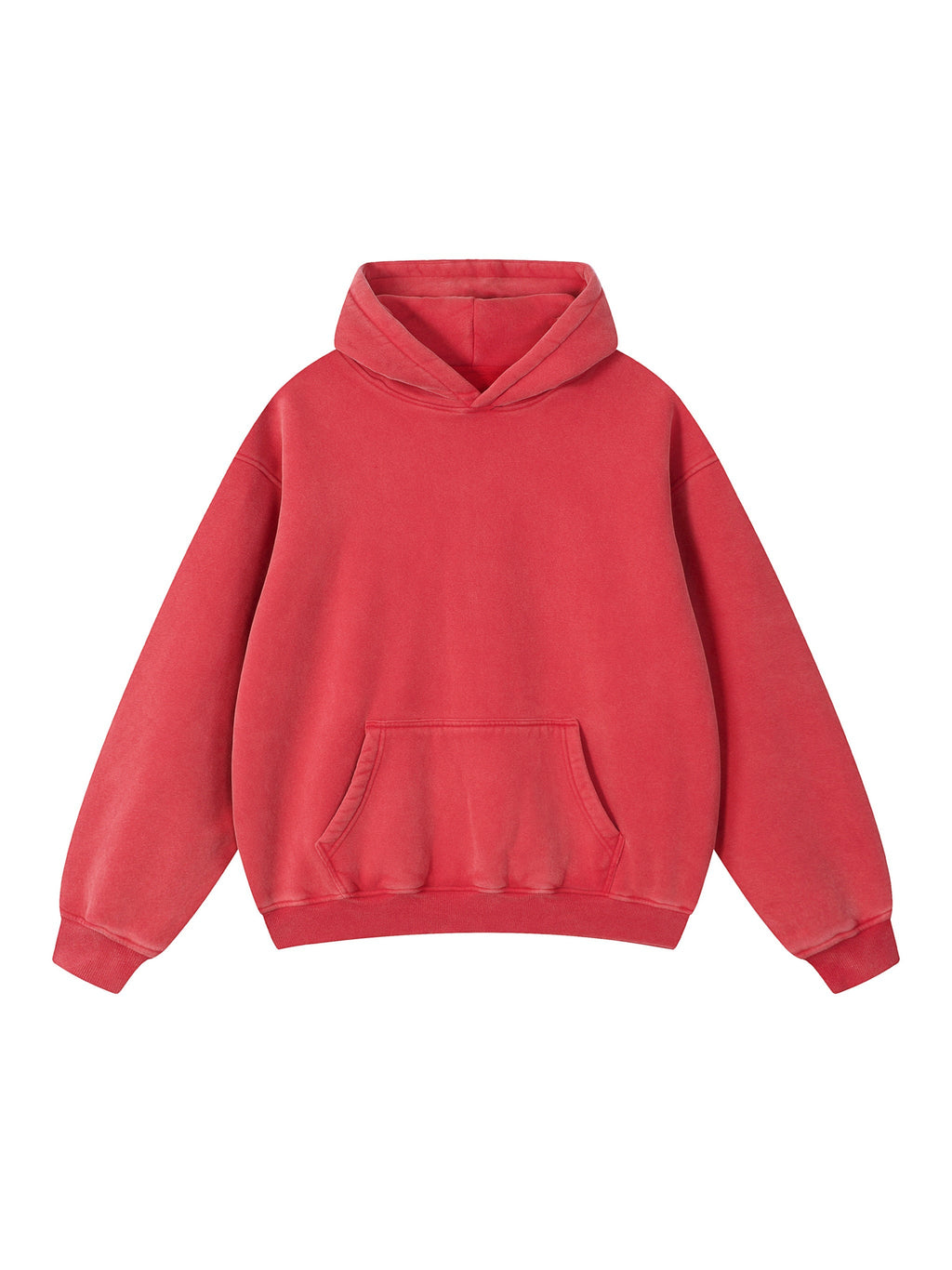 Snow Wash Fleece Oversize Hoodie – Red