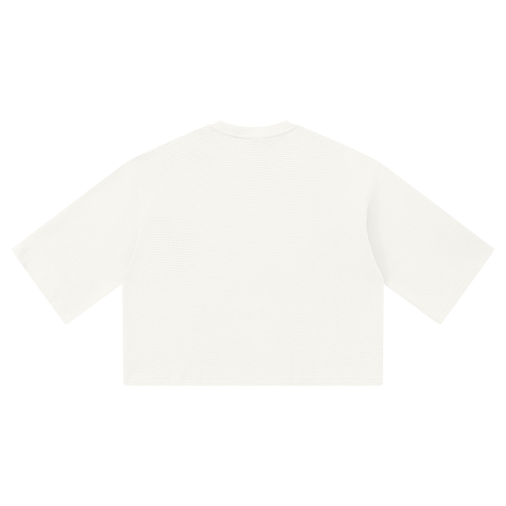 Off Script Waffle Boxy T-Shirt - White back view