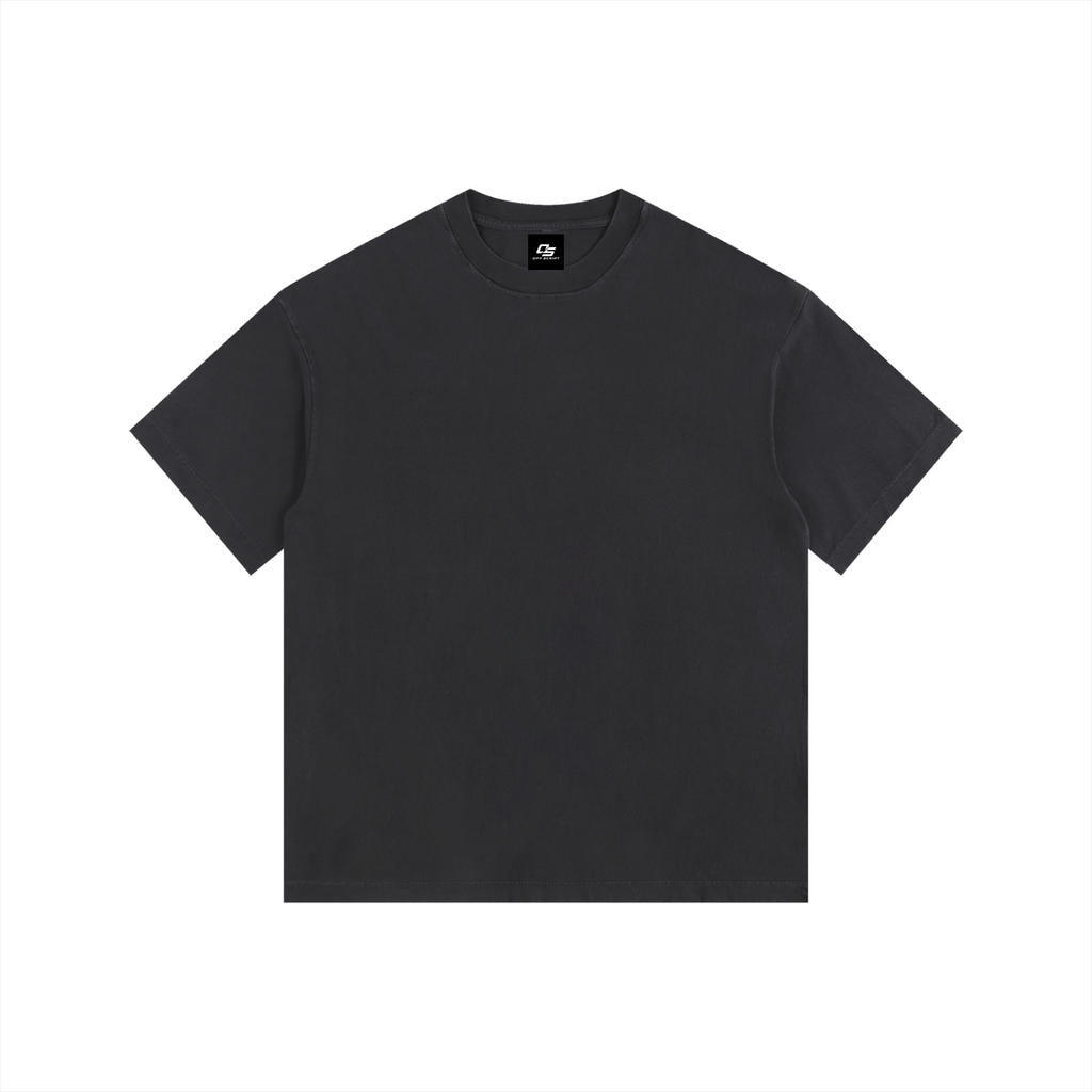 Black Unisex Vintage-Washed Oversized Cotton T-Shirt front view