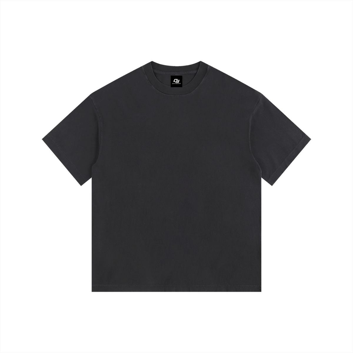 Black Unisex Vintage-Washed Oversized Cotton T-Shirt front view