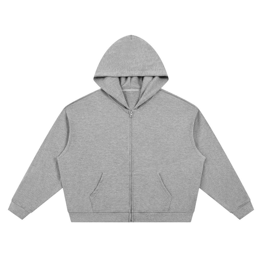 Unisex Waffle Boxy Full-Zip Hoodie
