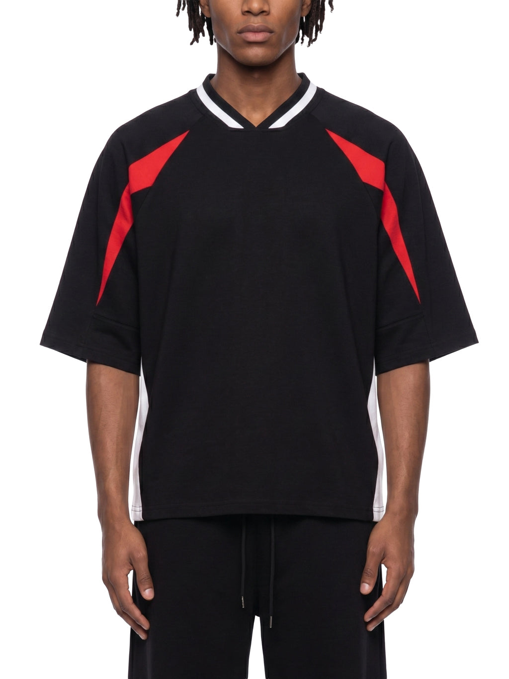 Unisex Oversized Color Block V-Neck T-Shirt