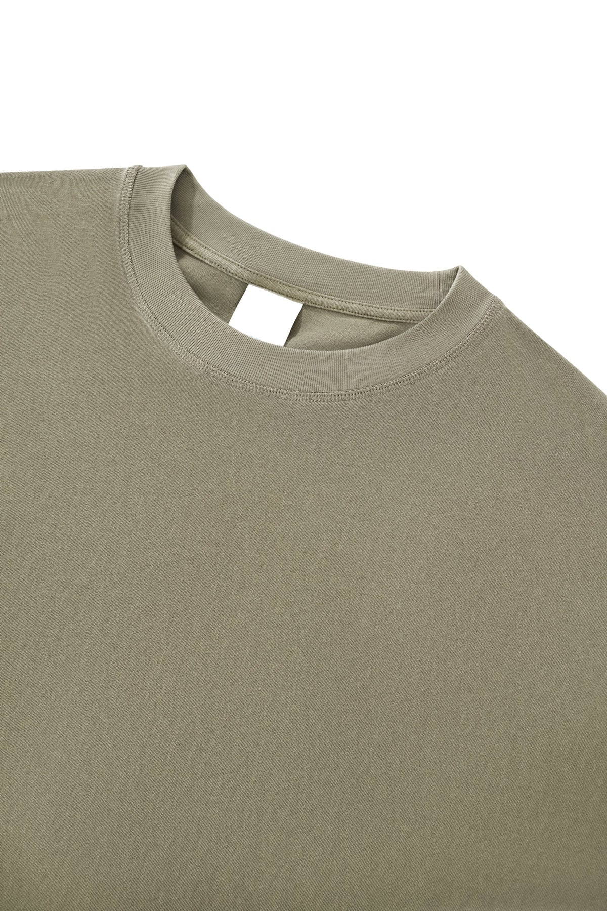 Unisex vintage-washed boxy T-shirt detail view