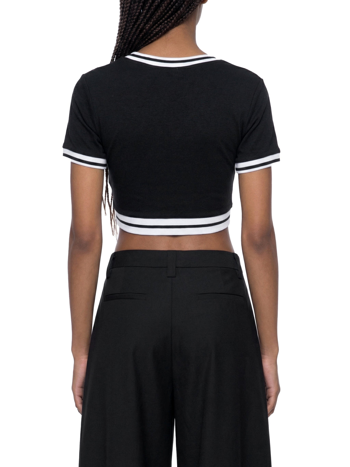 Women's Color Block V-Neck Crop T-Shirt