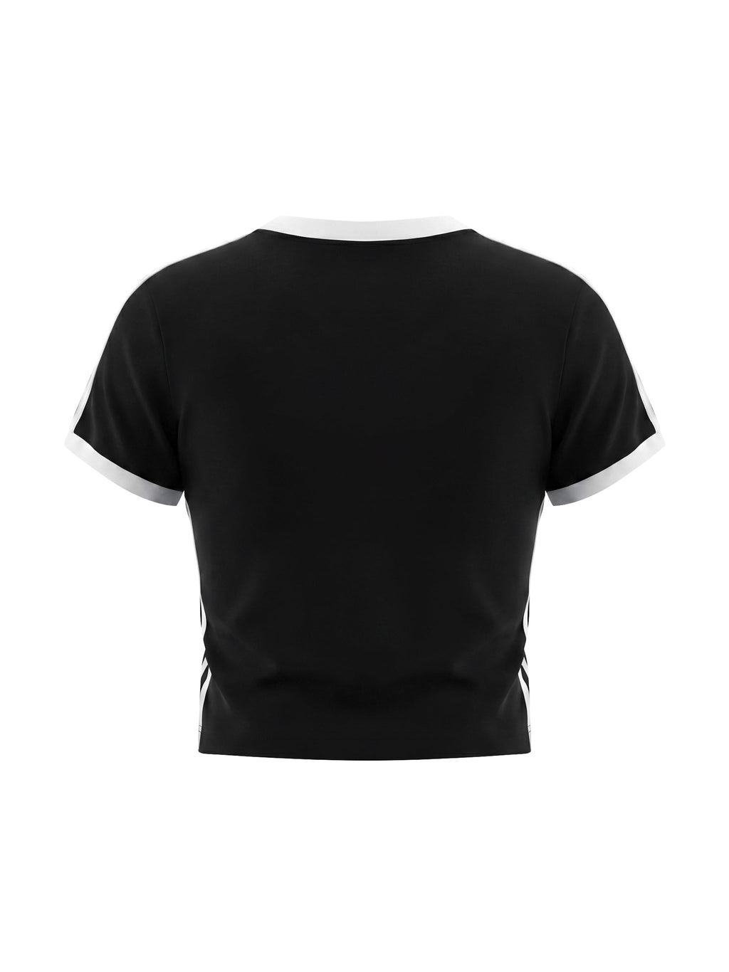 Women's Retro Binding V-Neck Crop T-Shirt