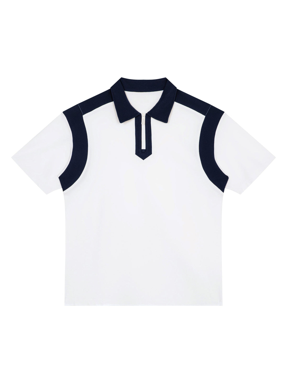 Unisex Color Block Quarter Zip Polo Shirt