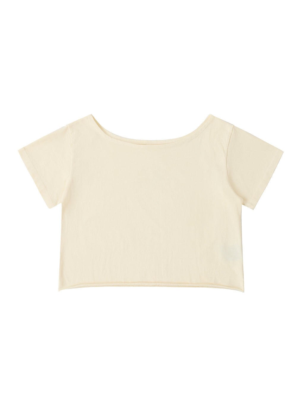 Off-Shoulder Rolled Hem Cotton T-Shirt