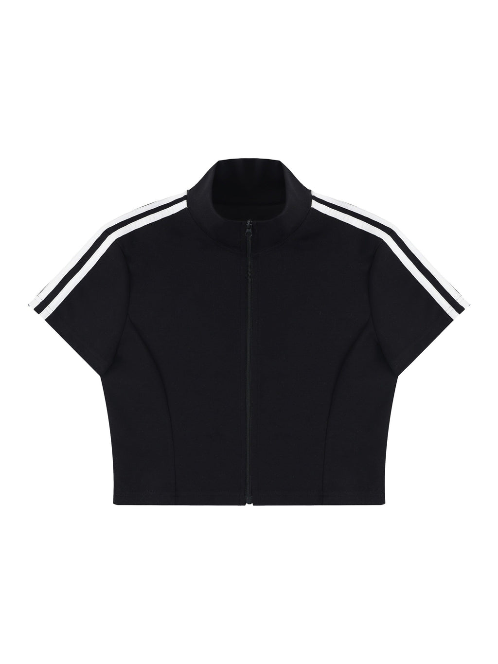 Women's Cropped Full Zip Short Sleeve T-Shirt