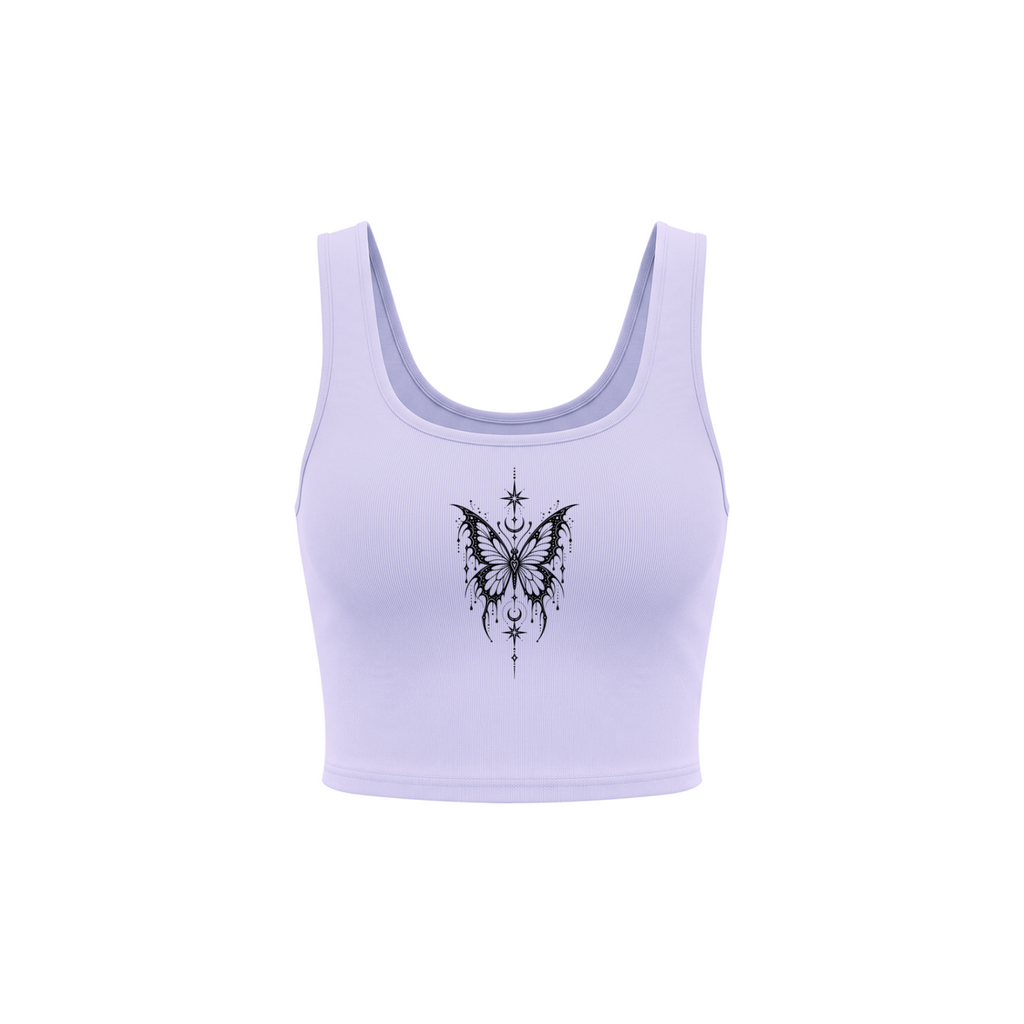 Celestial Butterfly Women’s Cropped Tank Top - Light Purple front mockup