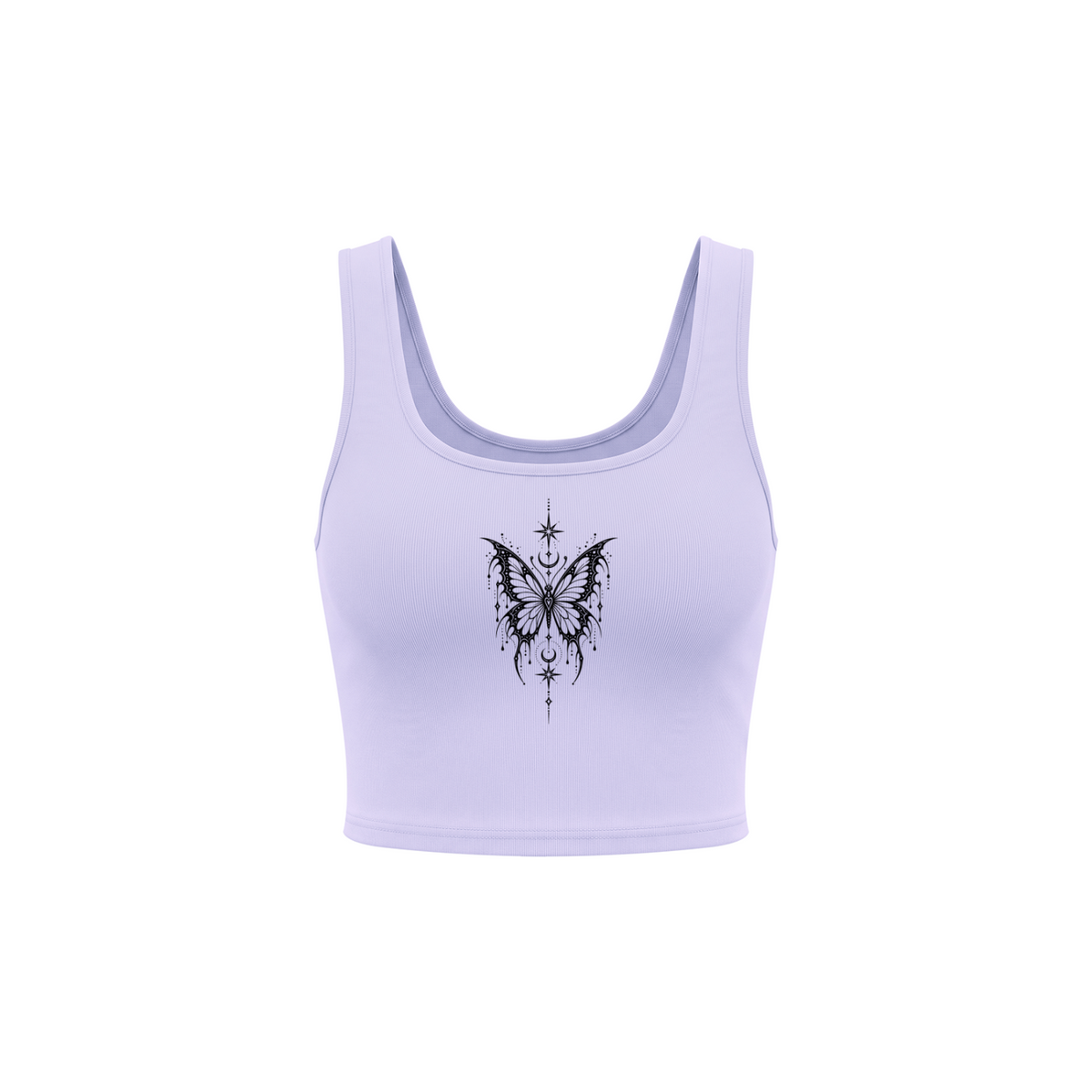 Celestial Butterfly Women’s Cropped Tank Top - Light Purple front mockup