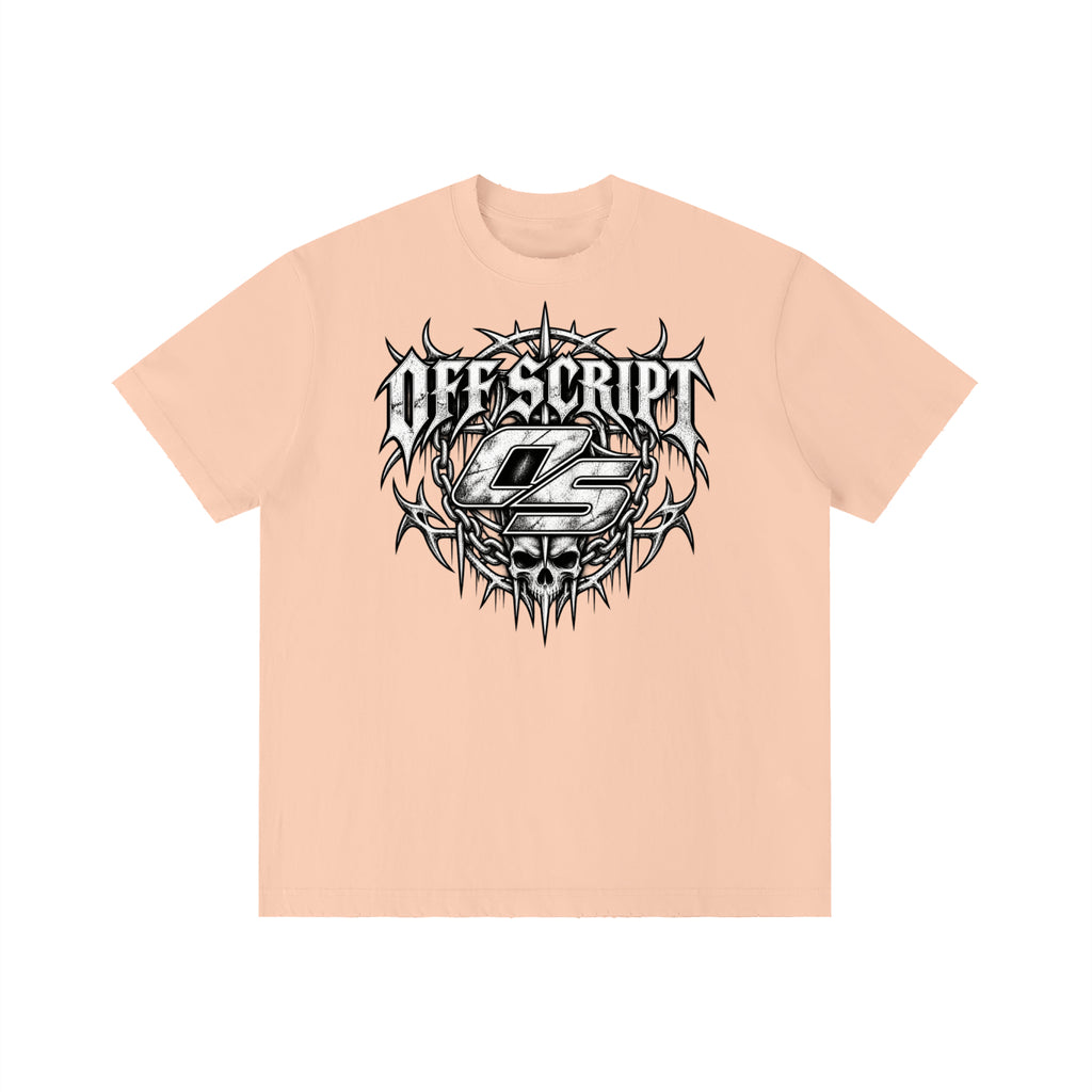 Off Script Gothic Skull Front-Print Vintage Wash Distressed T-Shirt