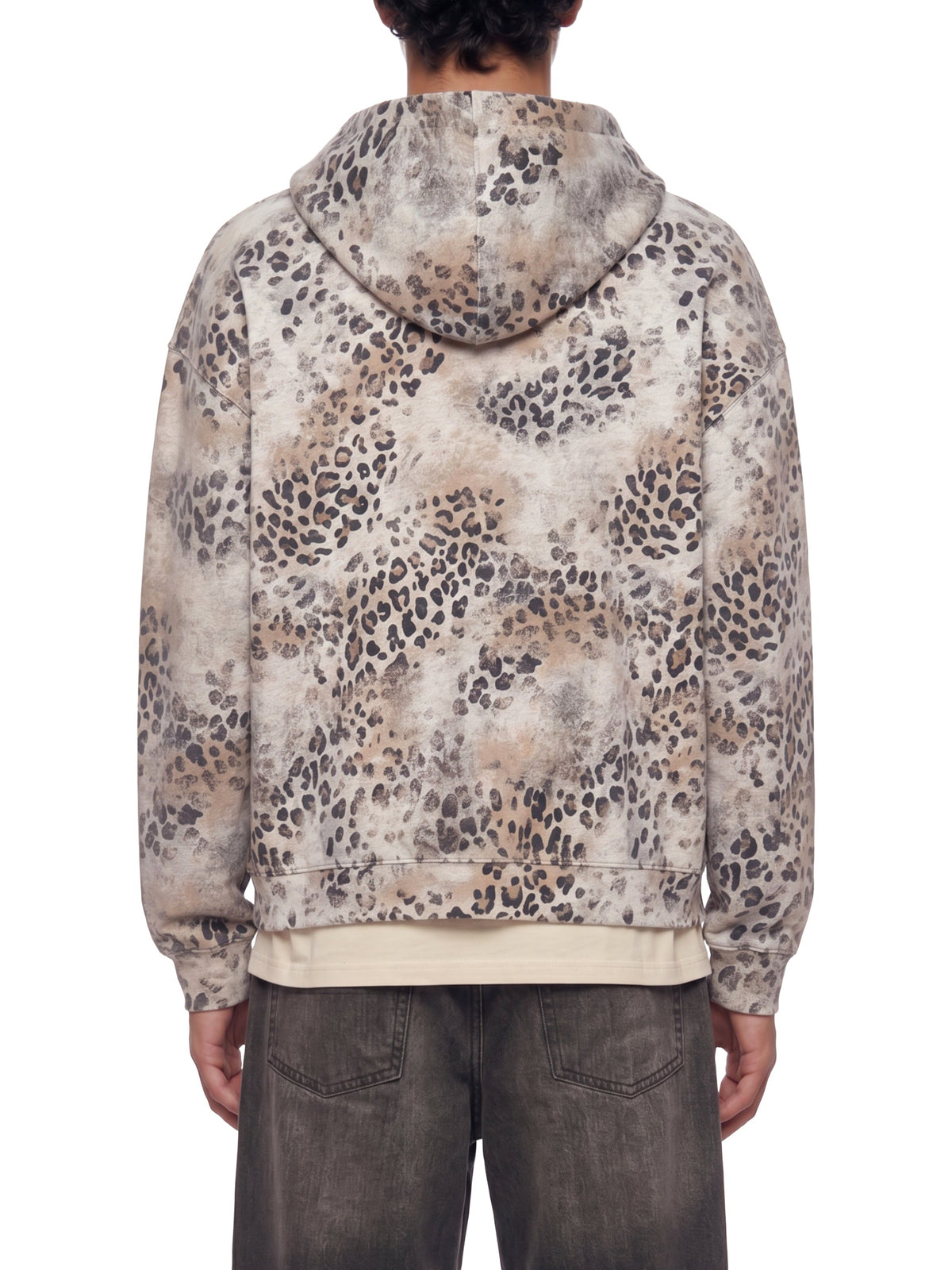 Unisex Vintage Wash Leopard Full Zip Hoodie