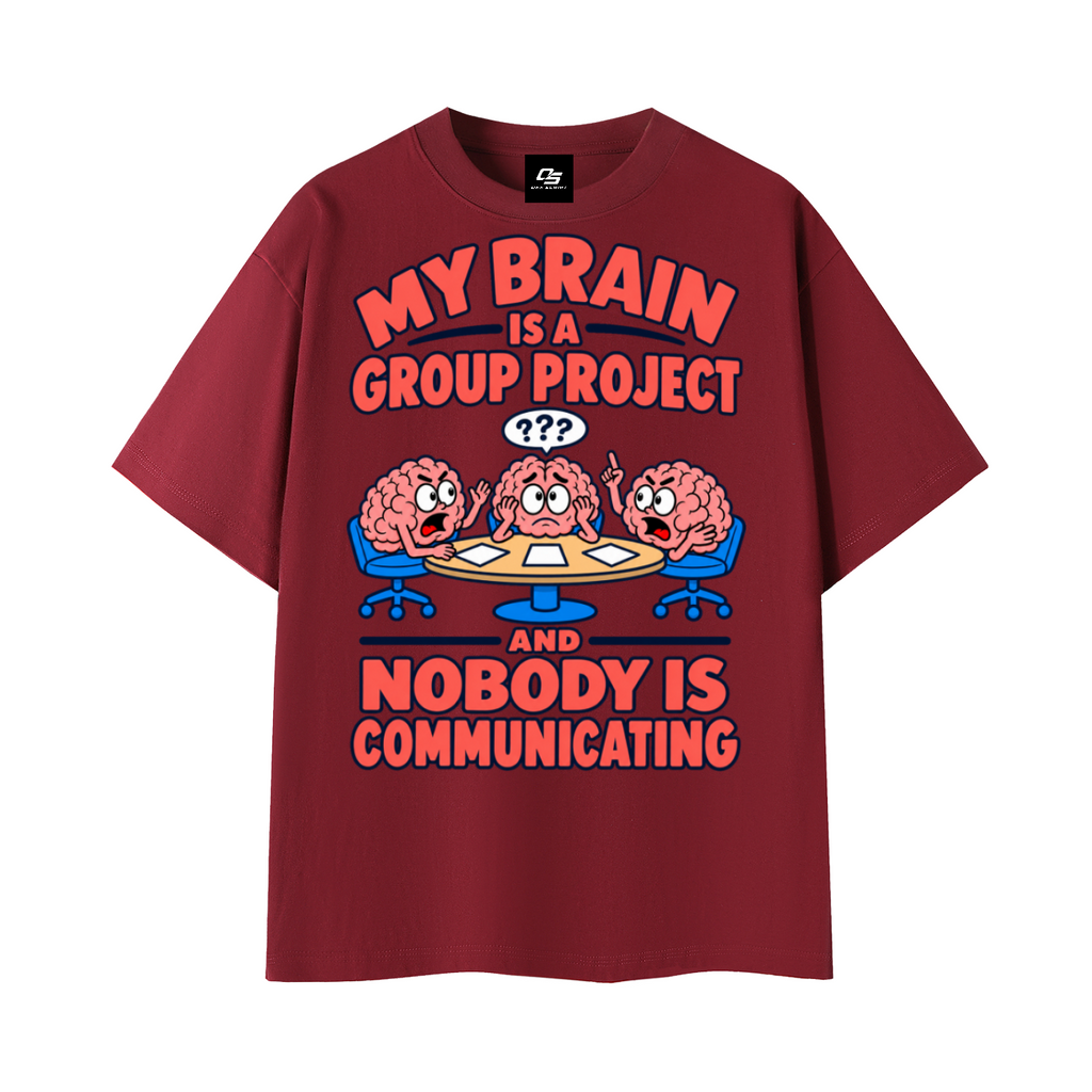 Group Project Graphic Essential Cotton Unisex T-Shirt – Wine Red