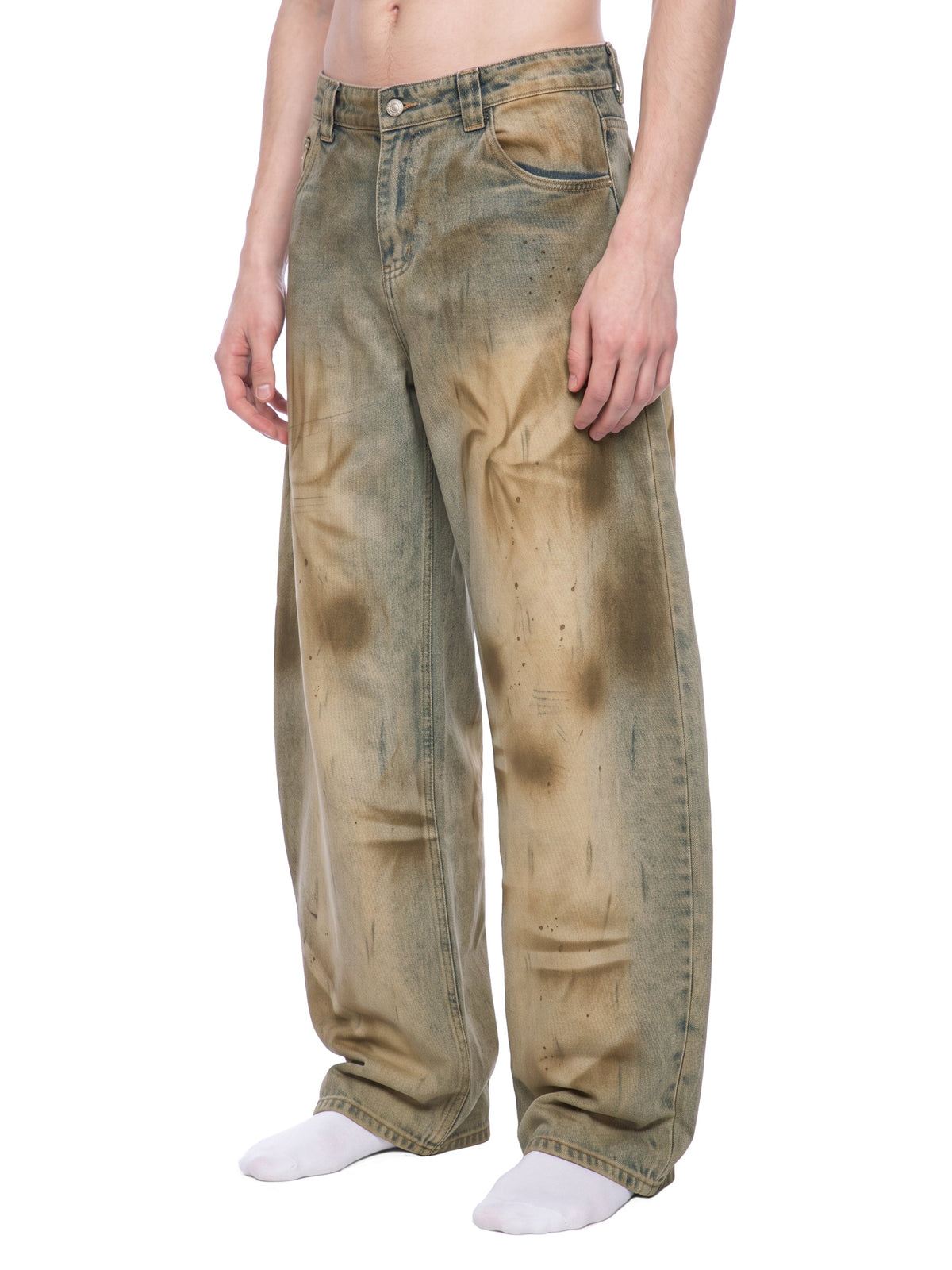 Men’s Vintage-Wash Barrel-Leg Jeans