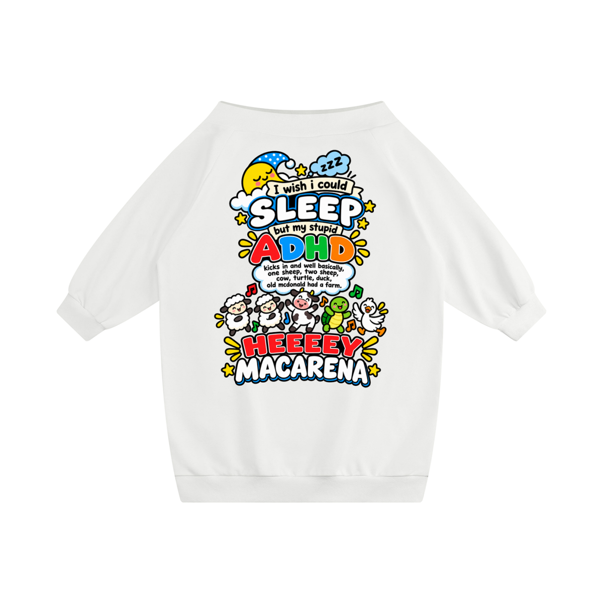 ADHD Macarena Women's Off-the-Shoulder Graphic Dress - White front