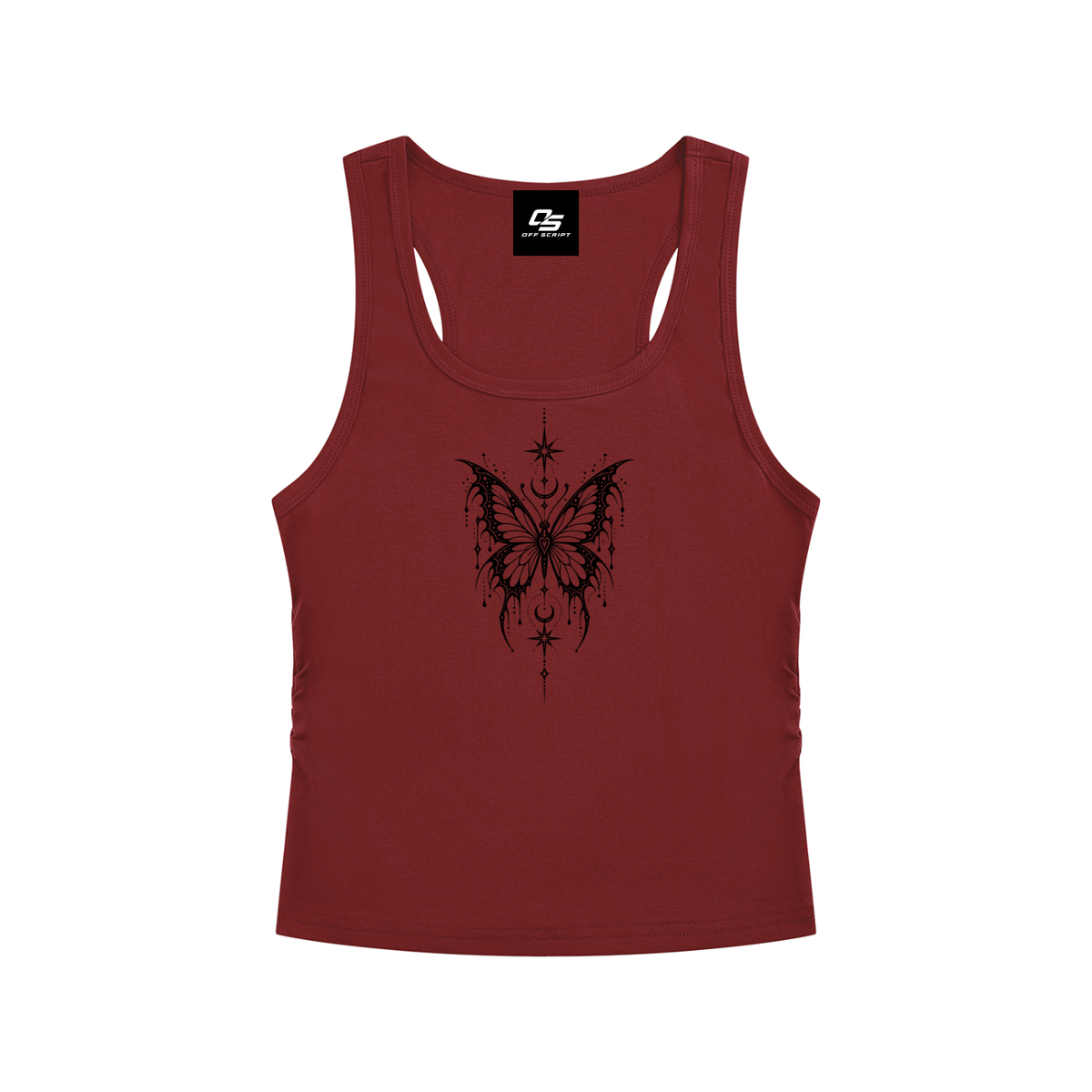 Celestial Butterfly Ruched Cropped Tank Top