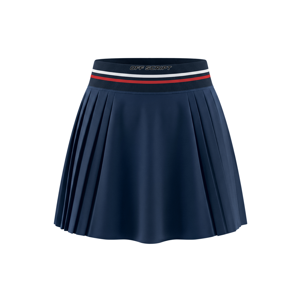 Off Script Women’s Contrast-Stripe Waist Pleated Mini Skirt