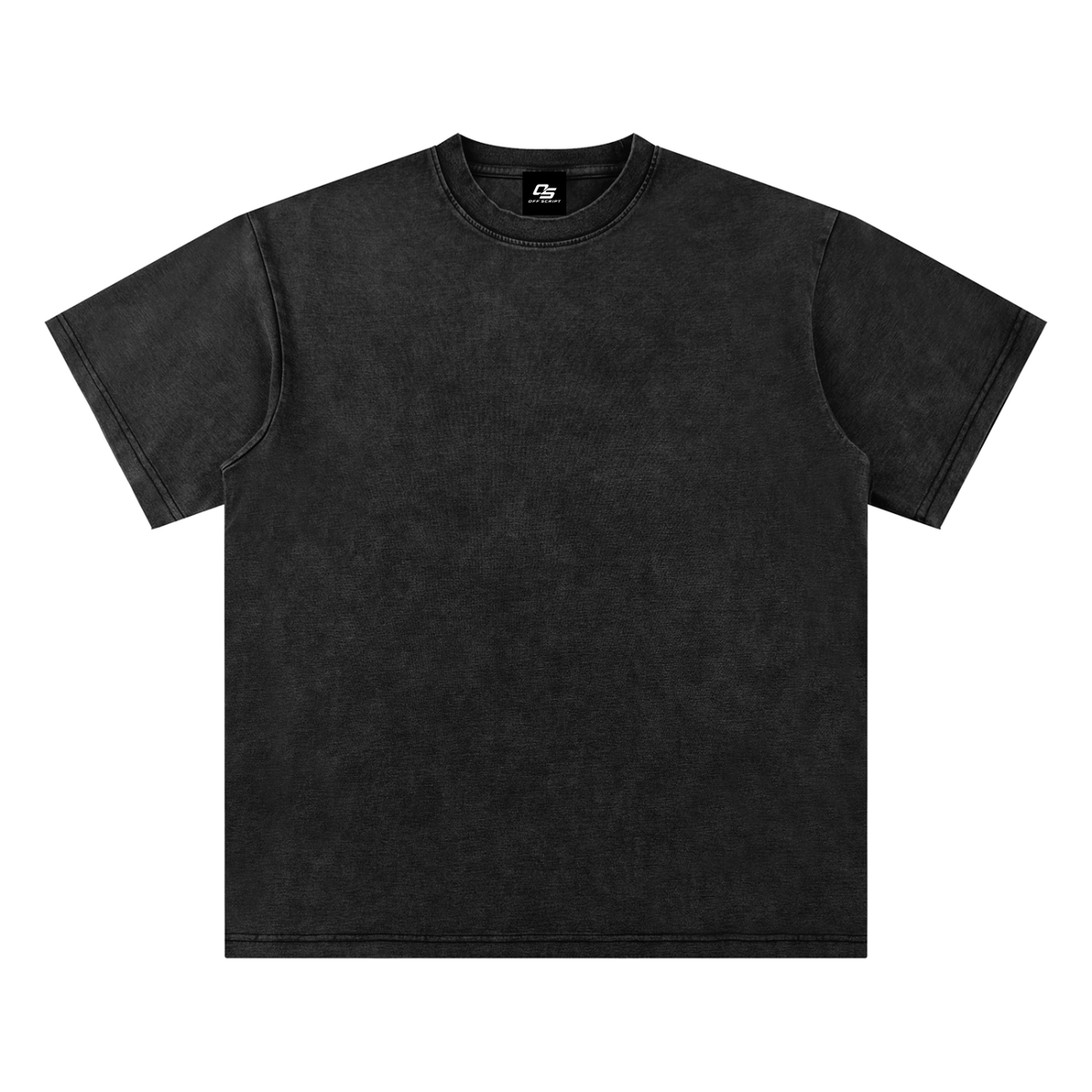 Black Unisex bamboo slub snow-washed T-shirt front view