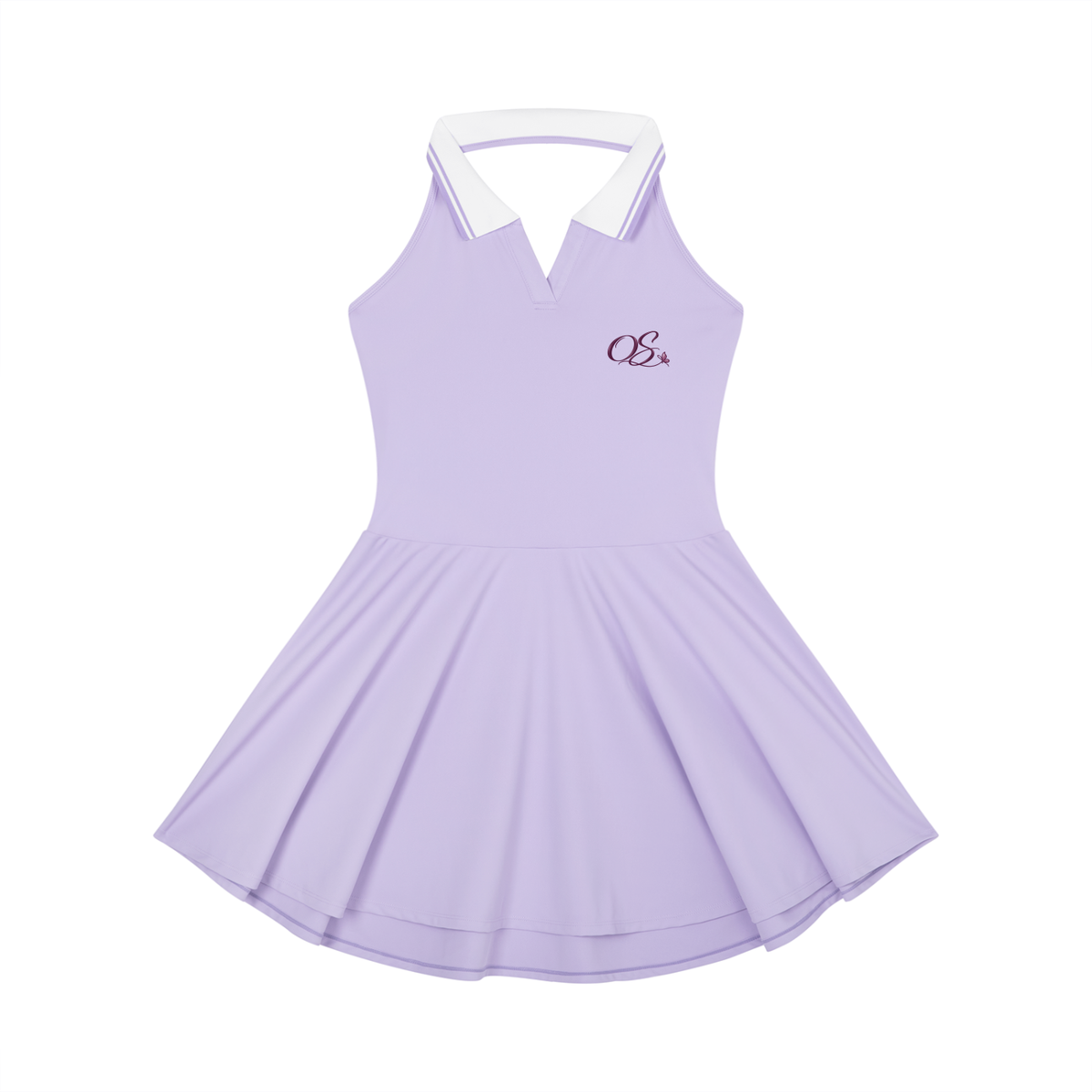 Off Script Women's Collared Halter A-Line Tennis Dress - Purple front