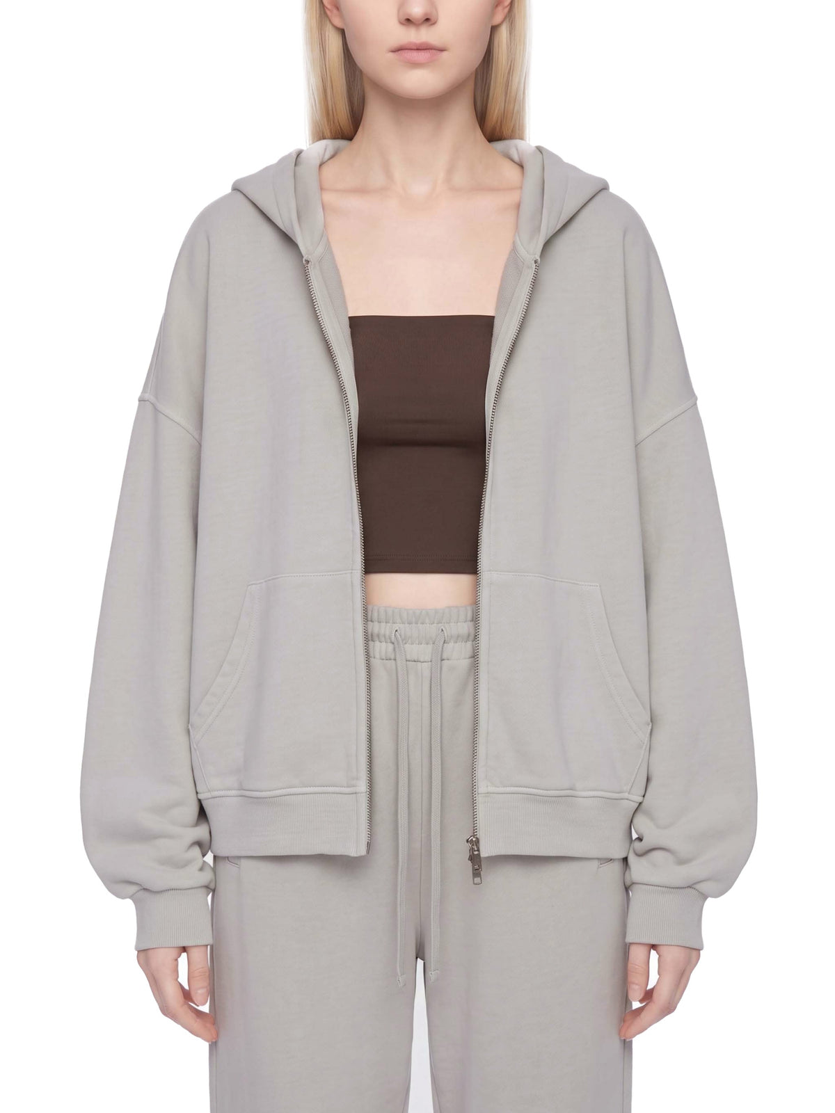 Unisex Vintage Wash Full Zip Boxy Hoodie