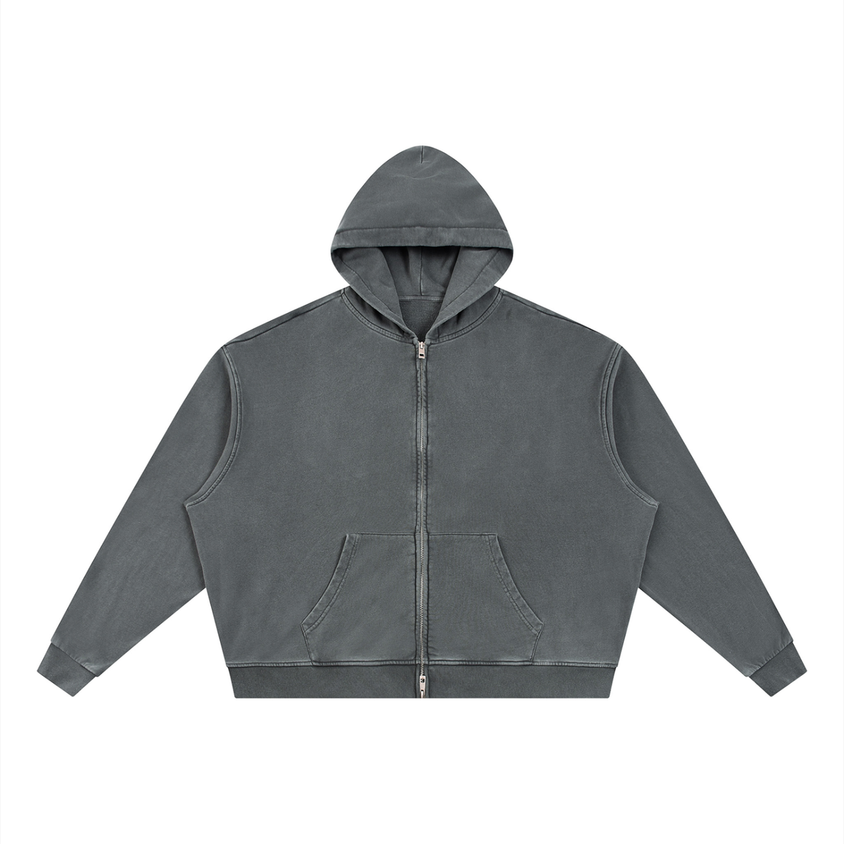 Unisex Vintage Wash Full Zip Boxy Hoodie