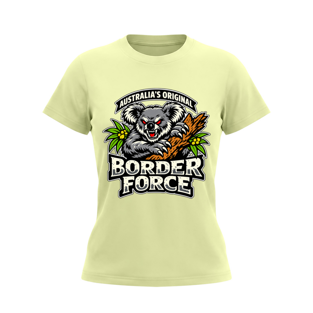 Drop Bear Women's Slim Fit Crewneck T-Shirt - Light Green front 3D mockup