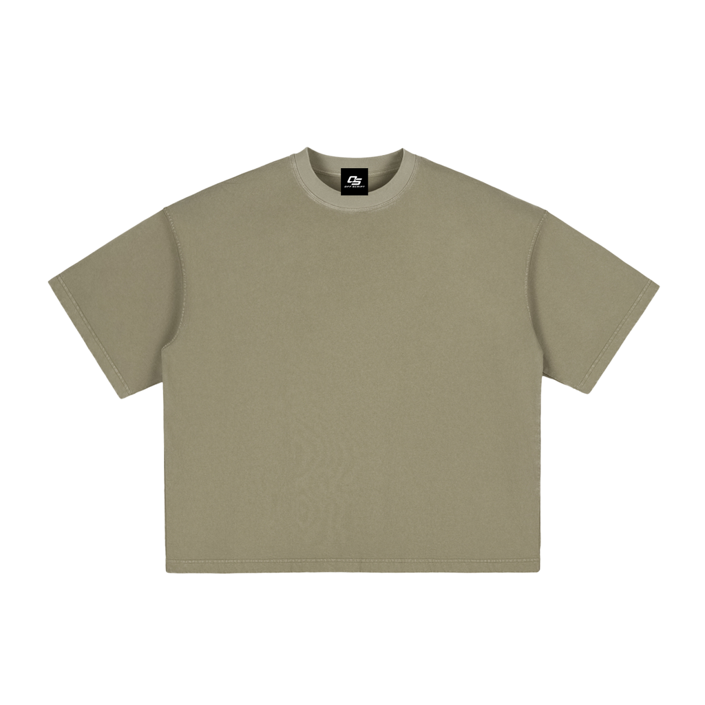 Grey Green Unisex vintage-washed boxy T-shirt front view