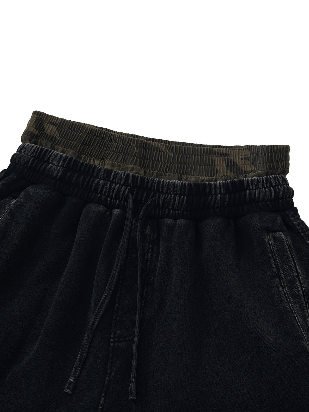 Unisex Vintage Wash Distressed Wide-Leg Shorts