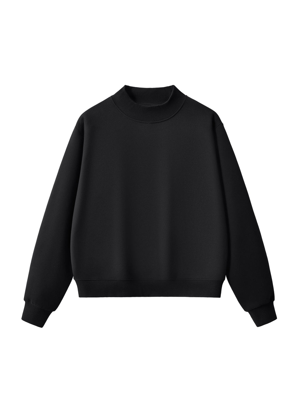 Essential Fleece Mock-Neck Crew Sweatshirt – Black