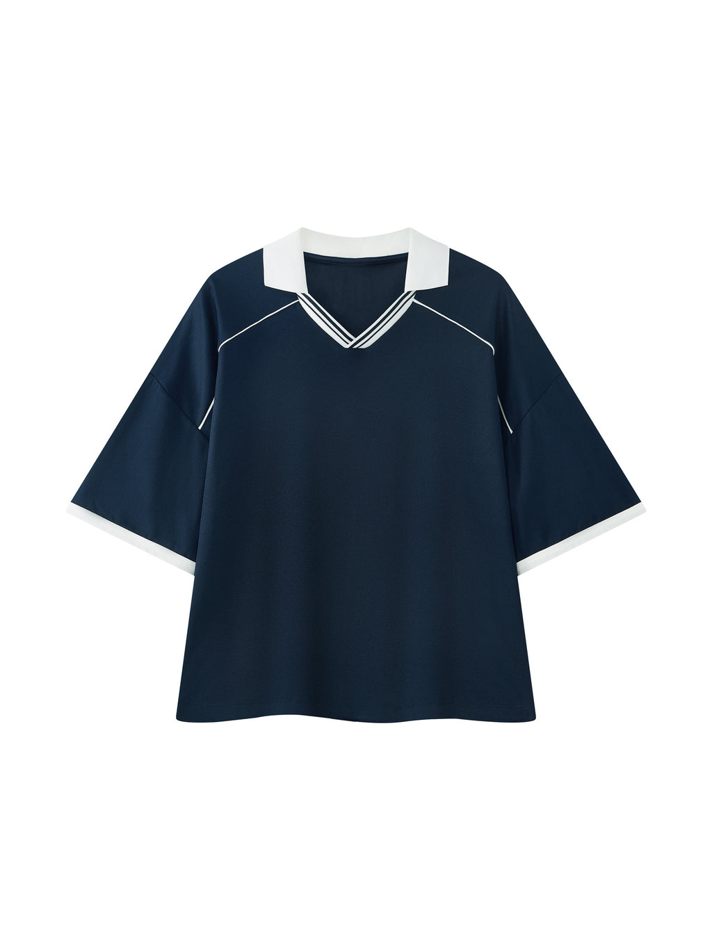 Unisex Collared Piping Boxy Soccer Jersey