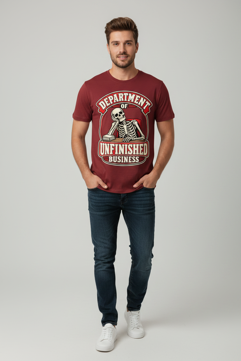Department of Unfinished Business Pure Cotton Unisex T-Shirt – product view