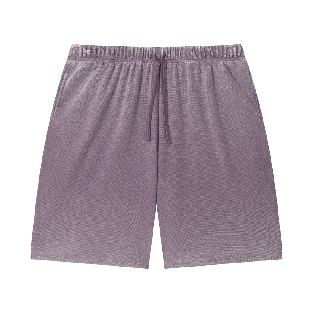 Unisex Vintage Wash Waffle Raw Hem Shorts