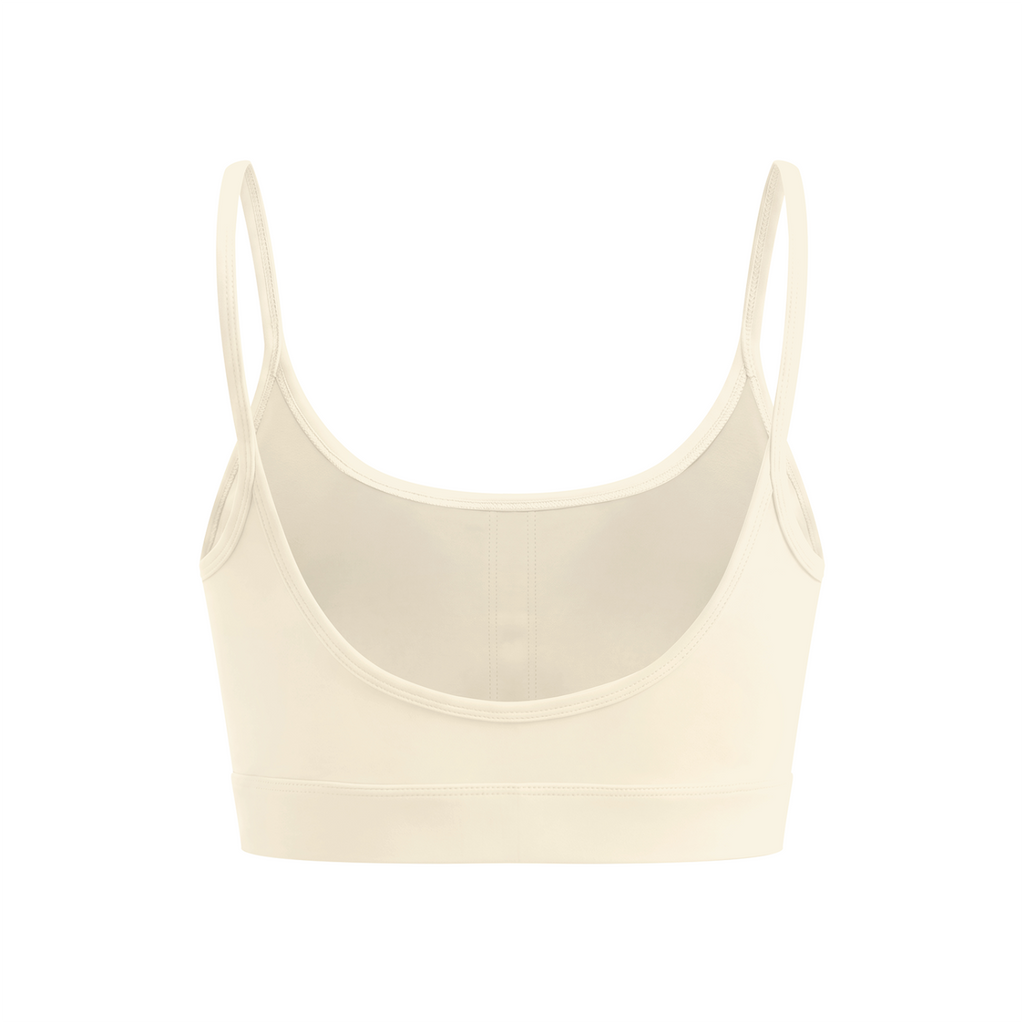 Off Script Women’s Solid U-Neck Sports Bra - Apricot - back mockup
