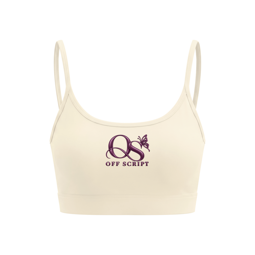 Off Script Women’s Solid U-Neck Sports Bra - Apricot - front mockup
