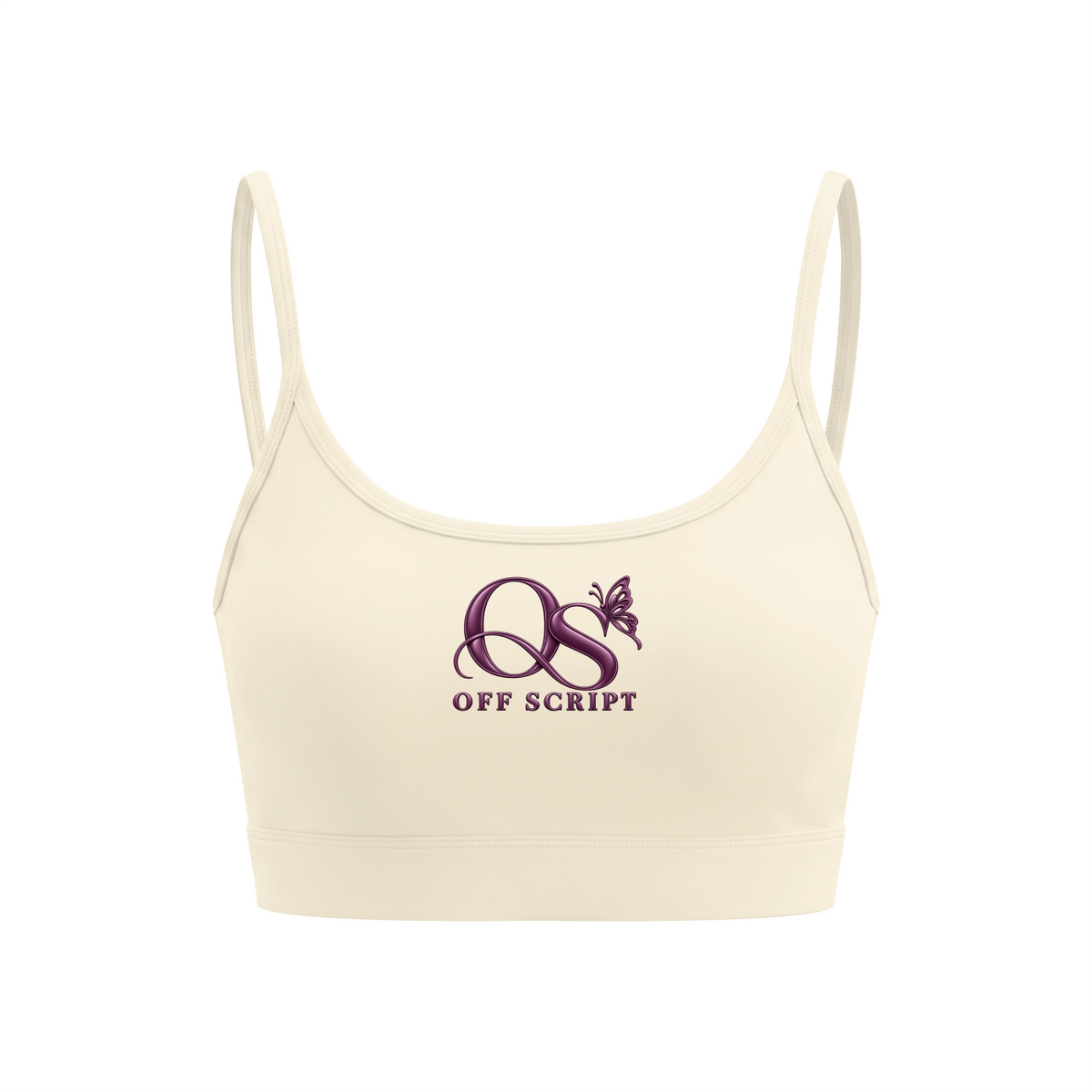 Off Script Women’s Solid U-Neck Sports Bra - Apricot - front mockup