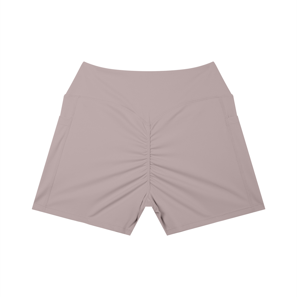 Women’s High Rise Pocket Yoga Shorts - Ash Purple - back
