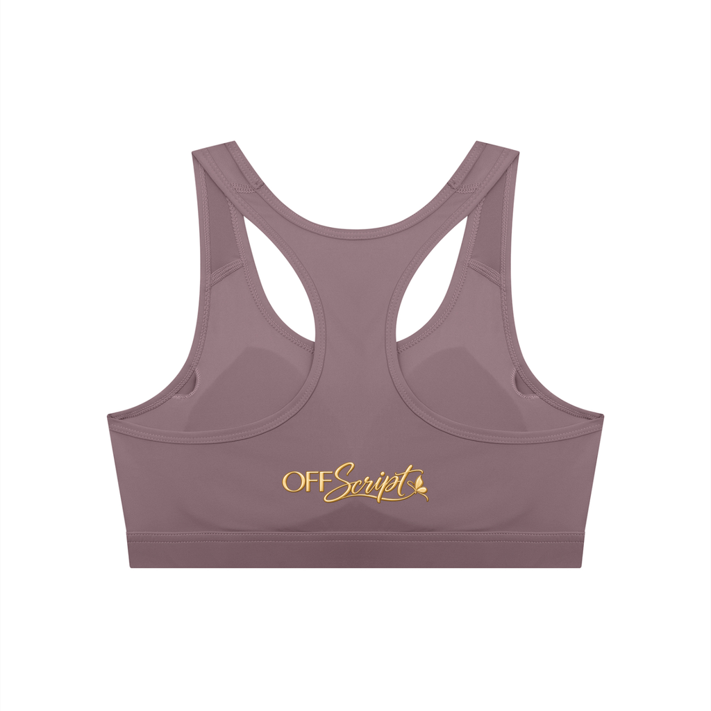 Off Script Women’s Cropped Sports Bra - Ash Purple back