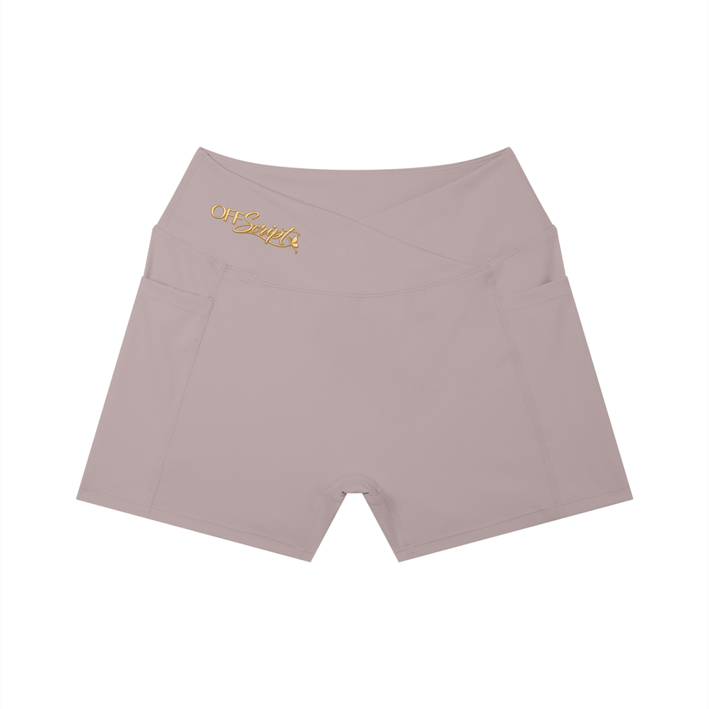 Women’s High Rise Pocket Yoga Shorts - Ash Purple - front