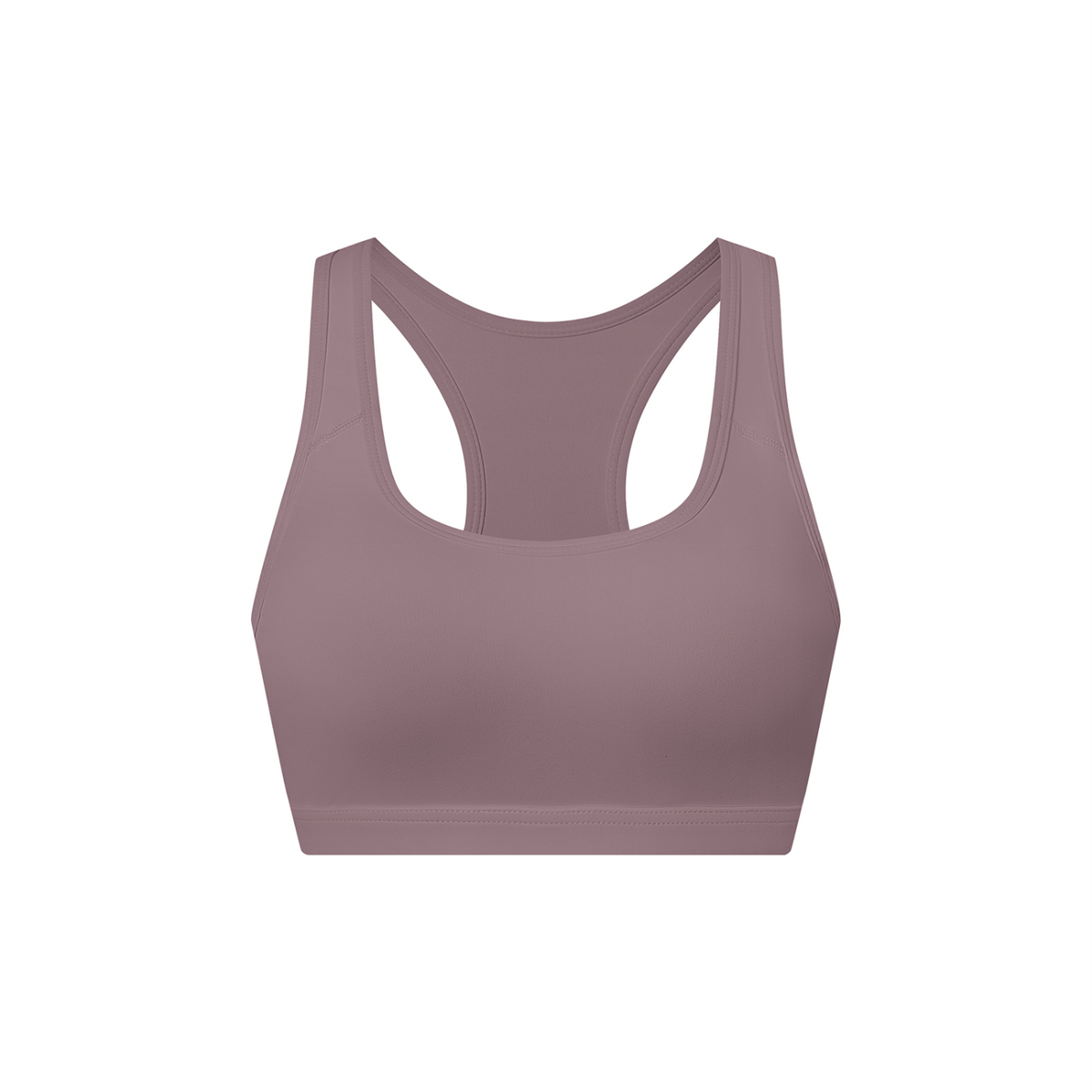 Off Script Women’s Cropped Sports Bra - Ash Purple front 3D mockup