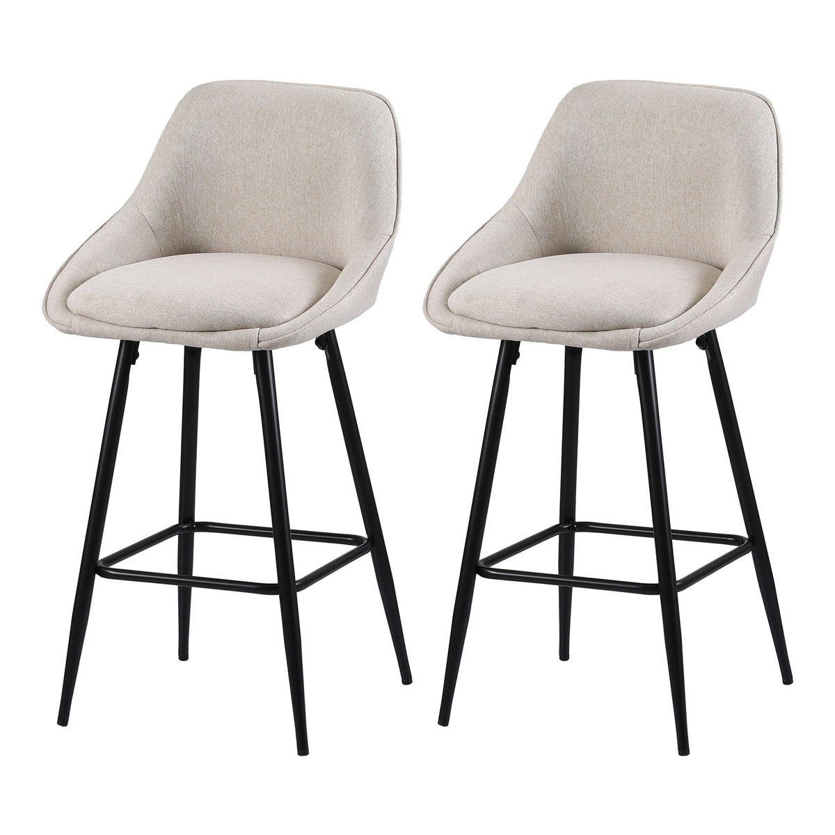 Artiss Bar Stools Set of 2 Linen Upholstered Counter Chairs with Back Padded Seat Beige — product photo 2 of 10