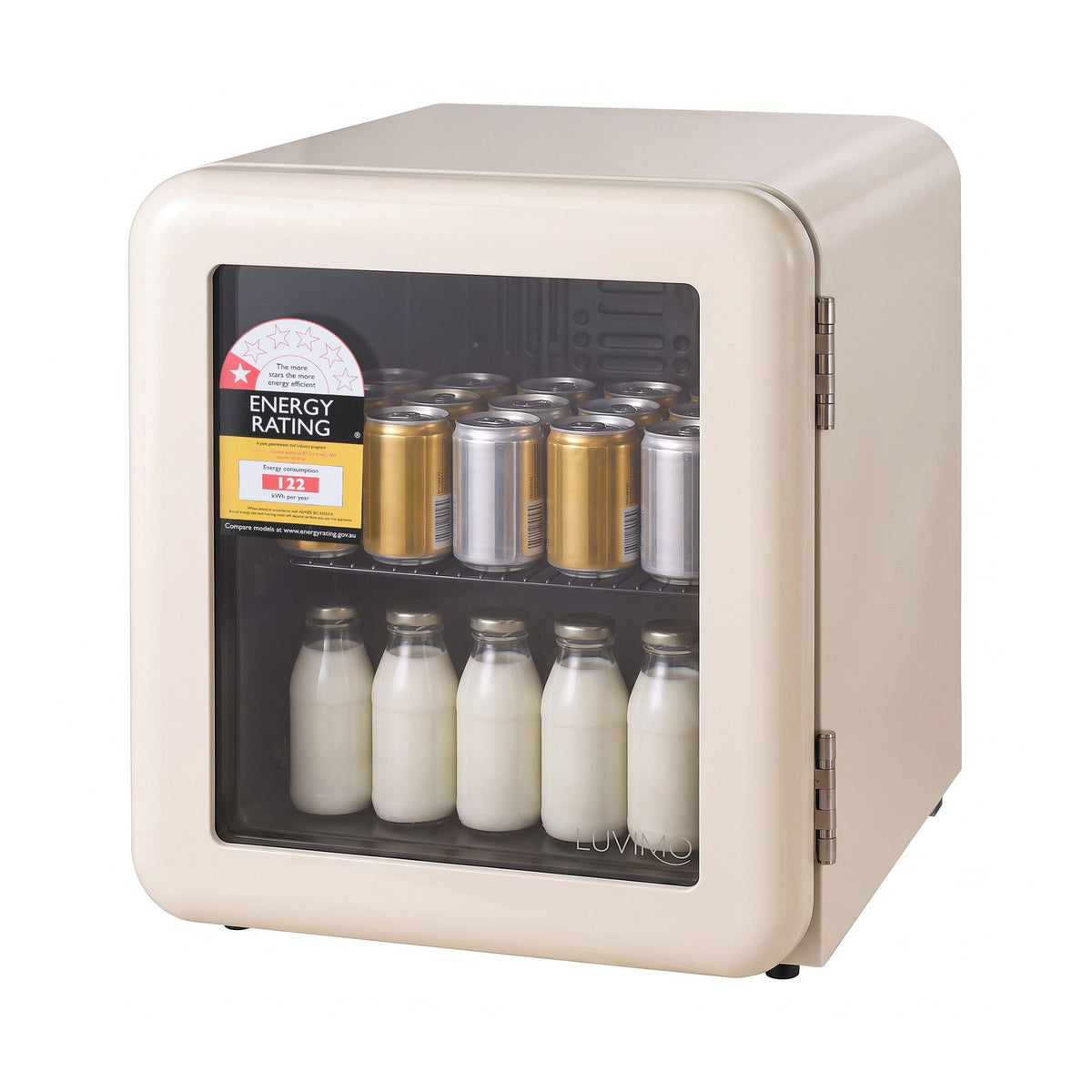 LUVIMO 48L Glass-Door Bar Fridge - White