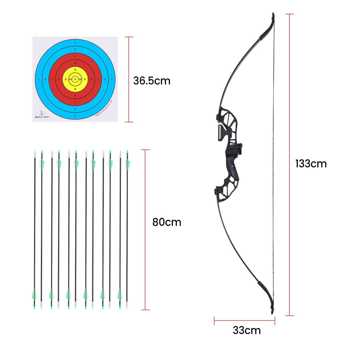 Everfit 55 lb recurve archery bow set - green - image 2
