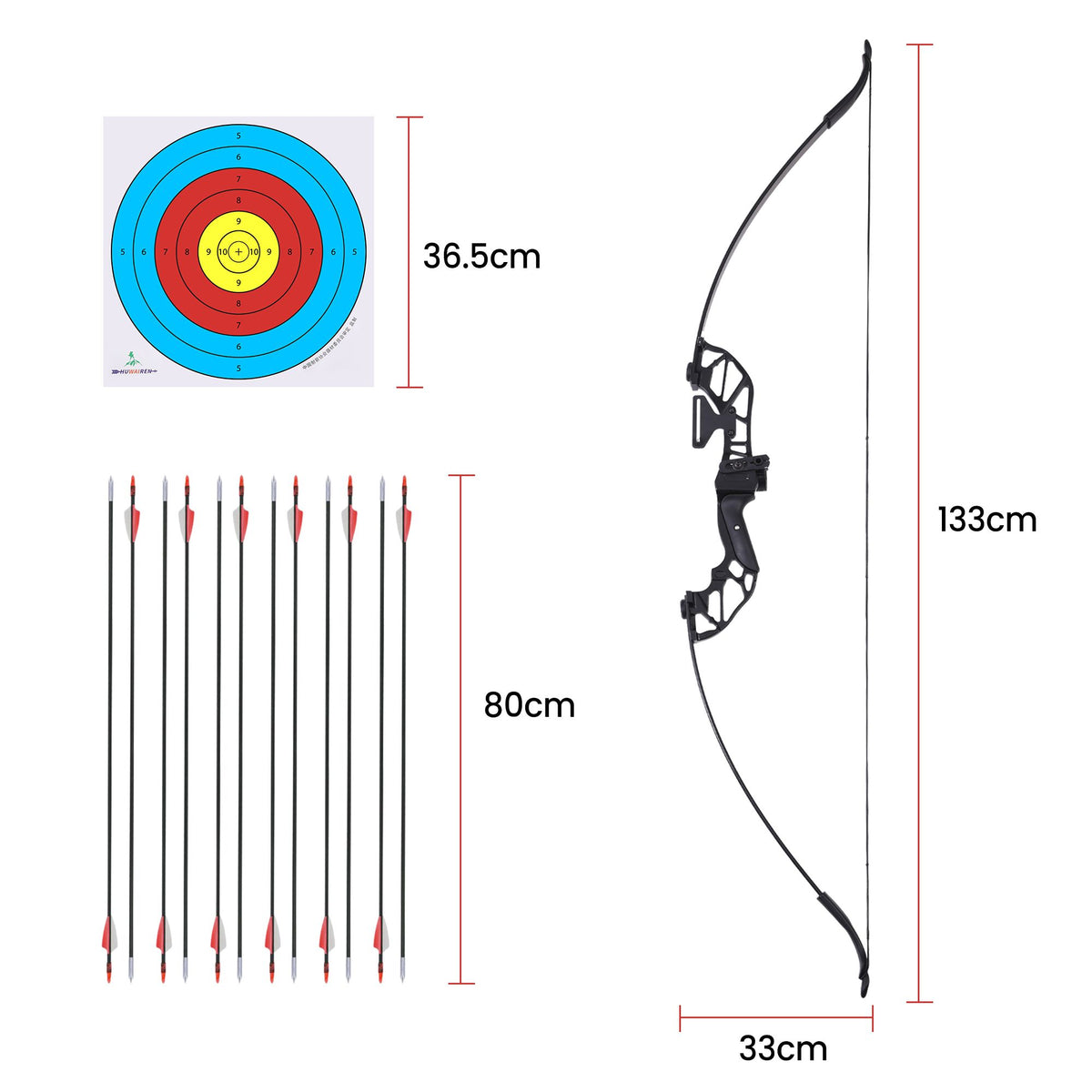 Everfit 55 lb recurve archery bow set - red - image 2