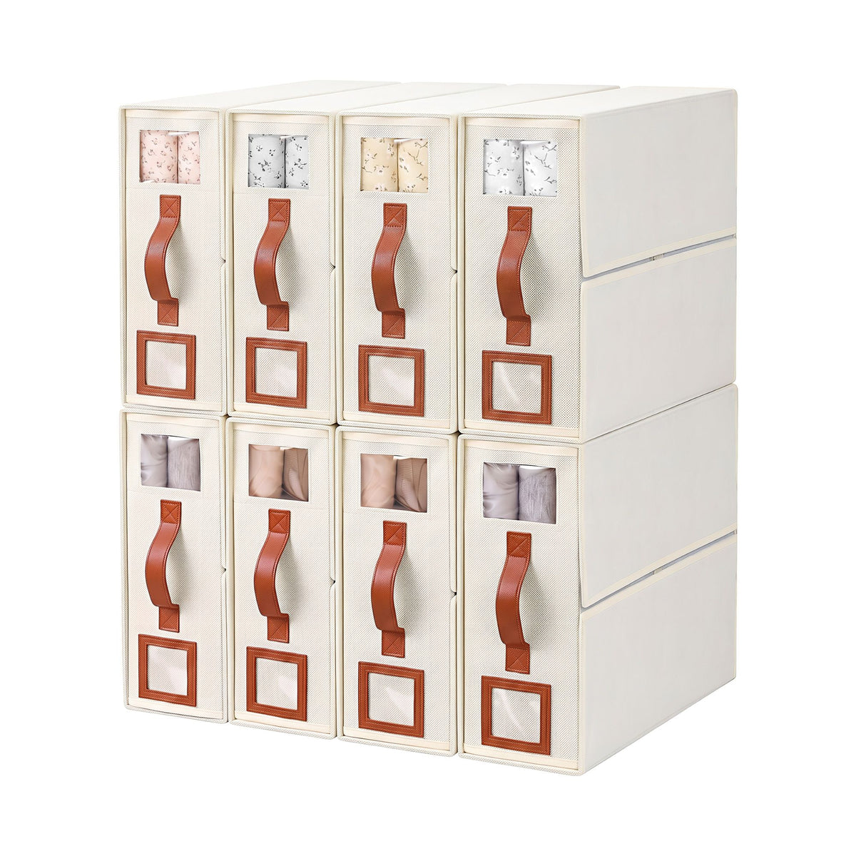 Artiss Foldable King Bedding Storage Boxes – Set of 8, Beige