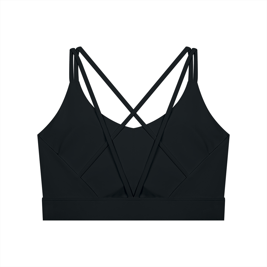 Off Script Women’s Lycra Cropped Yoga Sport Bra - Black back