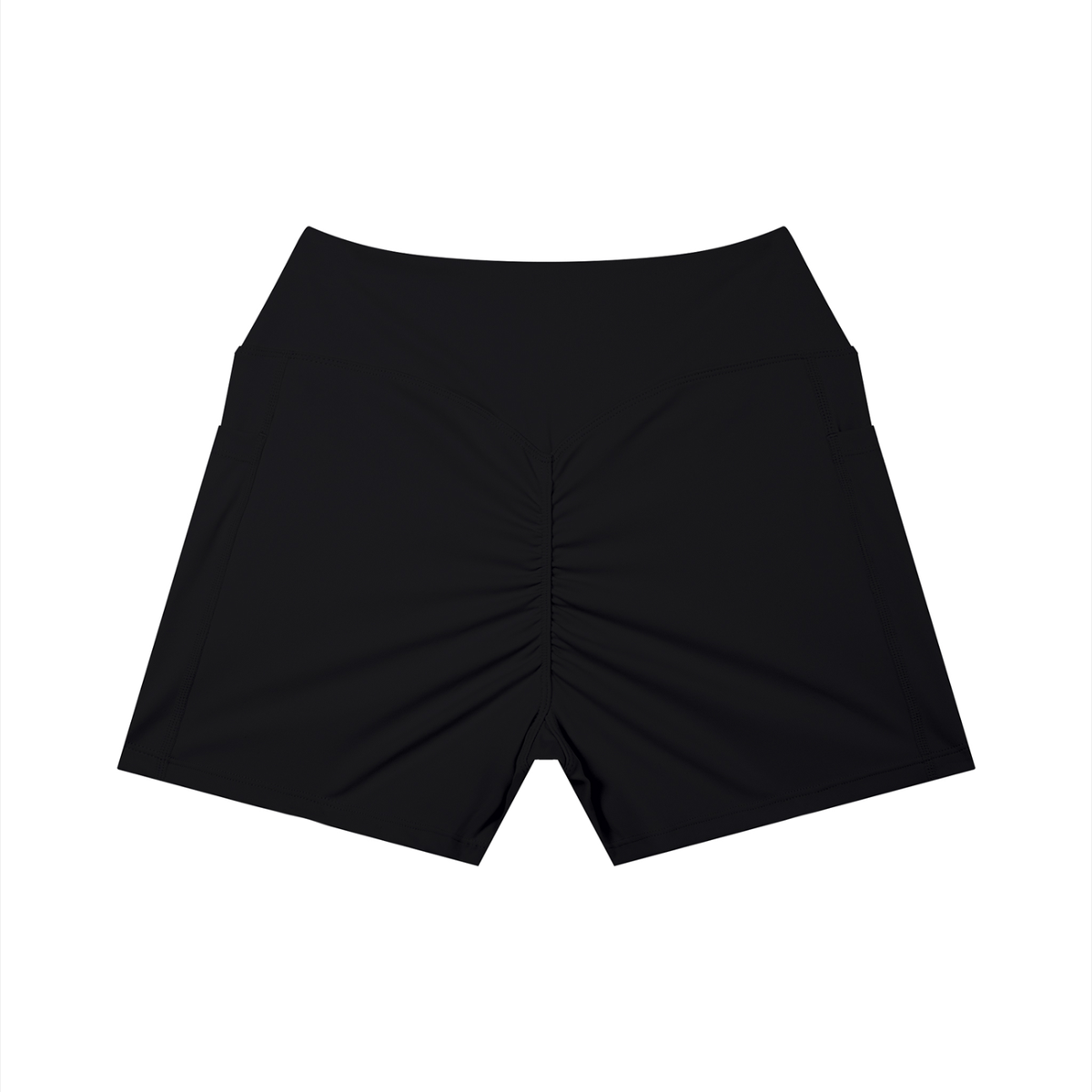 Women’s High Rise Pocket Yoga Shorts - Black - back