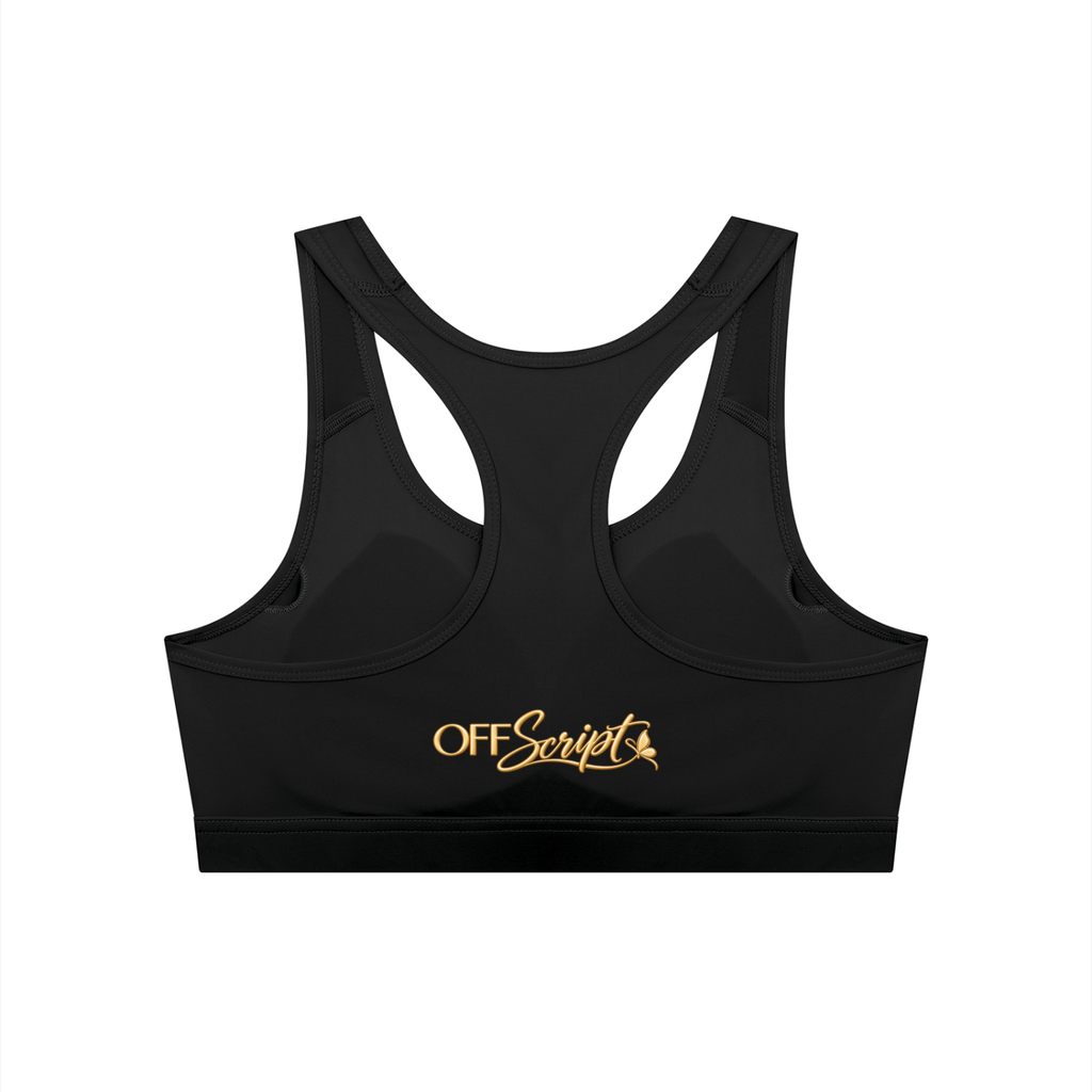 Off Script Women’s Cropped Sports Bra - Black back